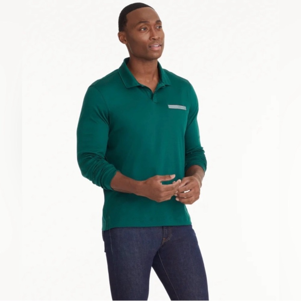 UNTUCKit LS Damaschino Polo with Pocket Wrinkle Free